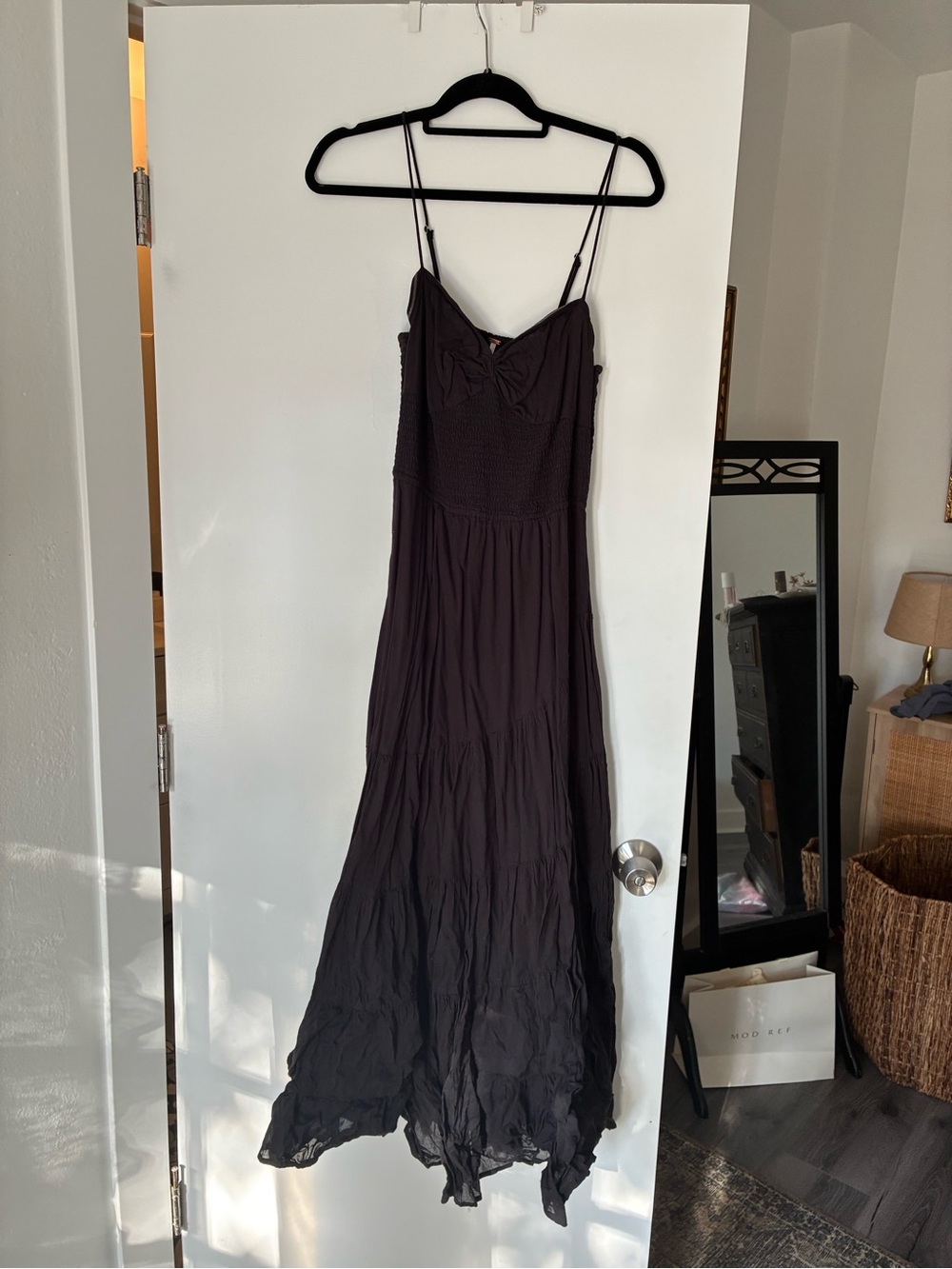 Free People Black Maxi Dress with Smocked Bodice